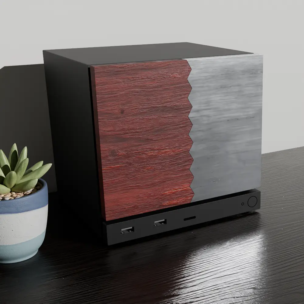 Hybrid Aluminum and Mahogany Faceplate for Steam Machine